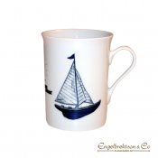mugg kopp kaffekopp kaffemugg tekopp temugg marin porslin inredning set sail segelbåt båt båtmotiv inredning dukning design