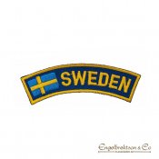 Vävt tygmärke Sweden för kläder, väskor m.m.  Storlek: 24 x 90mm