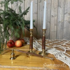 Candle extinguisher in brass and wood, can be hung