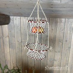 Hanging baskets 2pcs beige mesh brown rings