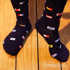 Blue socks with maritime signal flags