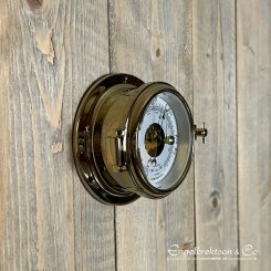 barometer mässing klassisk mekaniskt verk lucka öppningsbar millibar inches väder brass wall mounted interior design marin marit