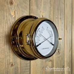 hygrometer polerad mässing 18 cm termometer klassisk brass weather station
