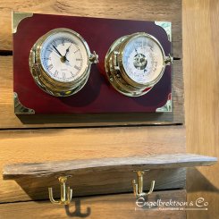klocka barometer mässing träbräda klassiskt Clock barometer brass wood marin marine interior design