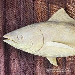 träfisk fisk 135 cm stor fisk dekoration rustik fisk karaktär prydnad inredning flaggbutik flaggbutiken Rådmansgatan flaggbutik