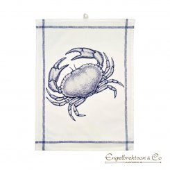 Kökshandduk vit med röd krabba grå krabba röd hummer grå hummer i digitaltryck