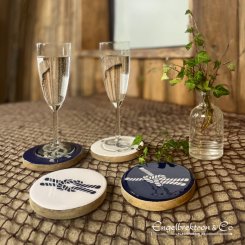 glasunderlägg 11466 blå vita marin dukning underlägg slipp ringar på bordet rådmansgatan