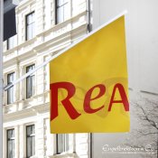 Butiksflagga Kioskflagga Butikspratare reatflagga Flagga rea sale utförsäljning gul röd salesflag flag for shop yellow