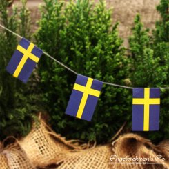 sverige julgransflaggor pynt jul gran girlang girland