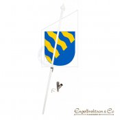 Norrbotten norrbottnisk flagga vågor blå gul  flaggstångsflagga flaggor landskapsvapen landskap landskapsflagga fasadflagga fasa