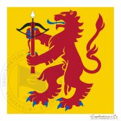 Småland vapen region gul botten röd rött lejon pilbåge pil flagga flaggor flaggstångsflagga landskapsvapen landskap landskapsfla