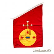 Uppland fasadflagga 2:a sortering upplandsflagga uppländsk flagga landskap landskapsflagga röd äpple upplandsäpplet rea