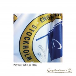 materialprov polyester satin 135g dubbelsidig guld Pantone 125C tygprov