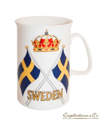 sweden mugg kopp porslin svenska flaggor krona webshop butik husgeråd dukning present Sverige
