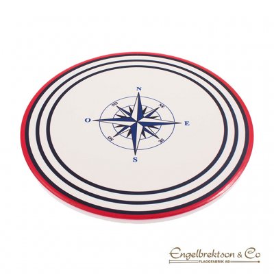 underlägg grytunderlägg kompass kompassros vit blå marinblå karott kastrull kök dukning hushåll marin maritim design inredning k