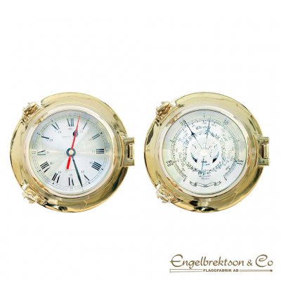 klocka klockor barometer barometrar ventil hyttventil hyttventliklocka ventilklocka mässing mässingsklocka set tid ur skeppsur m