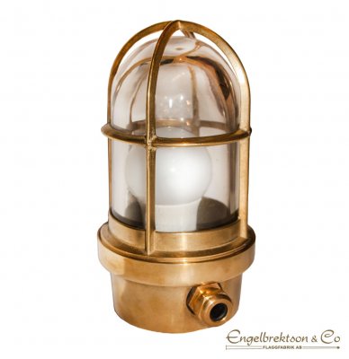 gallerlampa mässing ventillampa lampa mässingslampa klassisk stil glaskupa klar klarglas glas  belysning el ljus båtlampa inredn