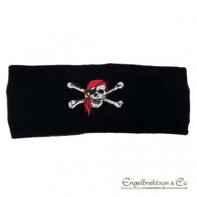 pirat sjörövare pannband piratpannband kläder barn barnkalas present svart röd broderat märke utklädning klä ut sig