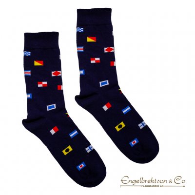 Blue socks with maritime signal flags
