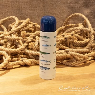 thermos stainless steel fish hot drink coffee tea oboy blue cup excursion nature