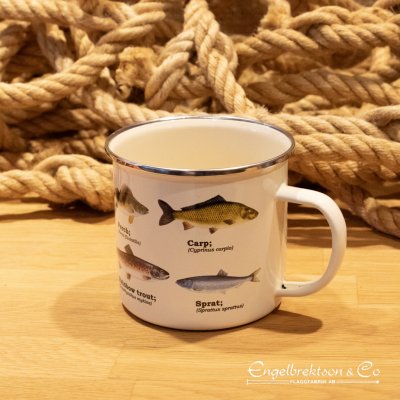 mug cup enamel mug fish fishes fish motif enamel enamel cup coffee tea