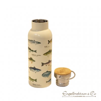 vattenflaska stål vattenflaska rostfritt rostfritt stålvattenflaska fiskmotivvattenflaska bambulock stål