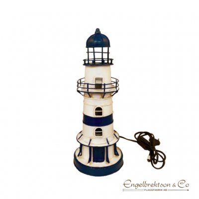 fyrlampa el sandkust blå vitt vit 32 cm marin inredning