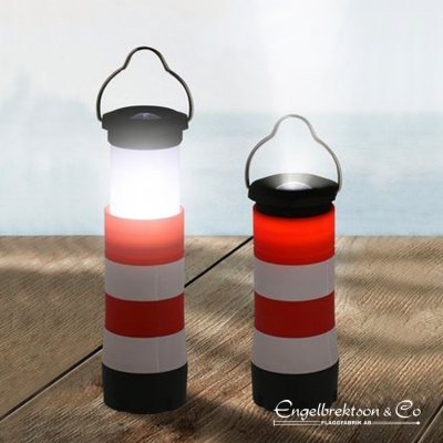 fyrlampa 3 i 1 röd vit lampa belysning skärgårdsbelysning stämningsbelysning fyrljus elfyr flaggbutik vasastan