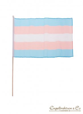 transgender vift vifsflagga handflagga flagga träpinne ljusblå ljusrosa rosa vit pride butik på Rådmansgatan 75 i Stockholm