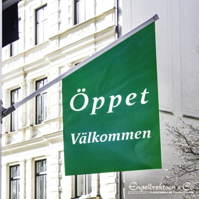 Butiksflagga Kioskflagga Öppetflagga Öppet Skylt Öppetskylt Butikspratare Flagga Välkommen green flag for shop welcome