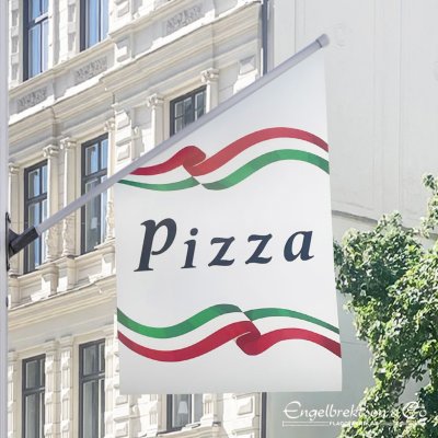 pizza pizzeria flagga flag butiksflagga försäljning skyltning pizzabutik italien italiensk restaurang