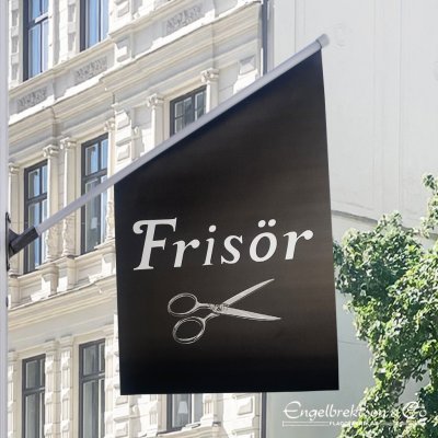 frisör frisersalong saling klipp klippning sax butik flagga flag butiksflagga kioskflagga
