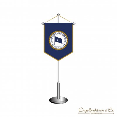 bordsstandar standar spetsig nertill klubbvimpel  klubbstandar företagsstandar klubb klubbmärke snodd och tofsar tofs bom kromfo