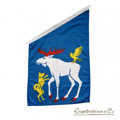 Jämtland fasadflagga 2:a sortering jämtlandsflagga jämtländsk flagga rea älg hund fågel