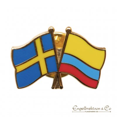 Colombia colombiansk sverige svensk guldfärgad guld pin pins brosch broscher dubbelpin små flaggor liten flagga
