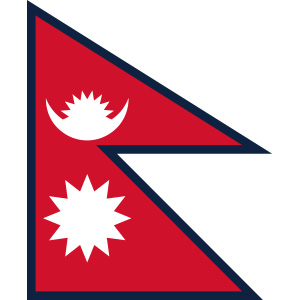 nepalsk nepalesisk nepál flagga flaggor nationsflagga vimpel dubbel två vimplar röd blå ram måne sol lager lagervara webshop but